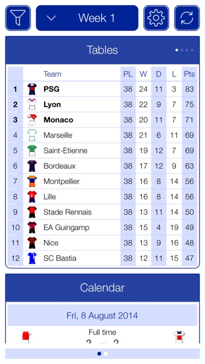 French Football League 1 2015-2016 - Mobile Match Centre