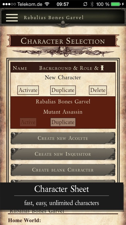 Dark Heresy: Digital Character Sheet 2nd Edition