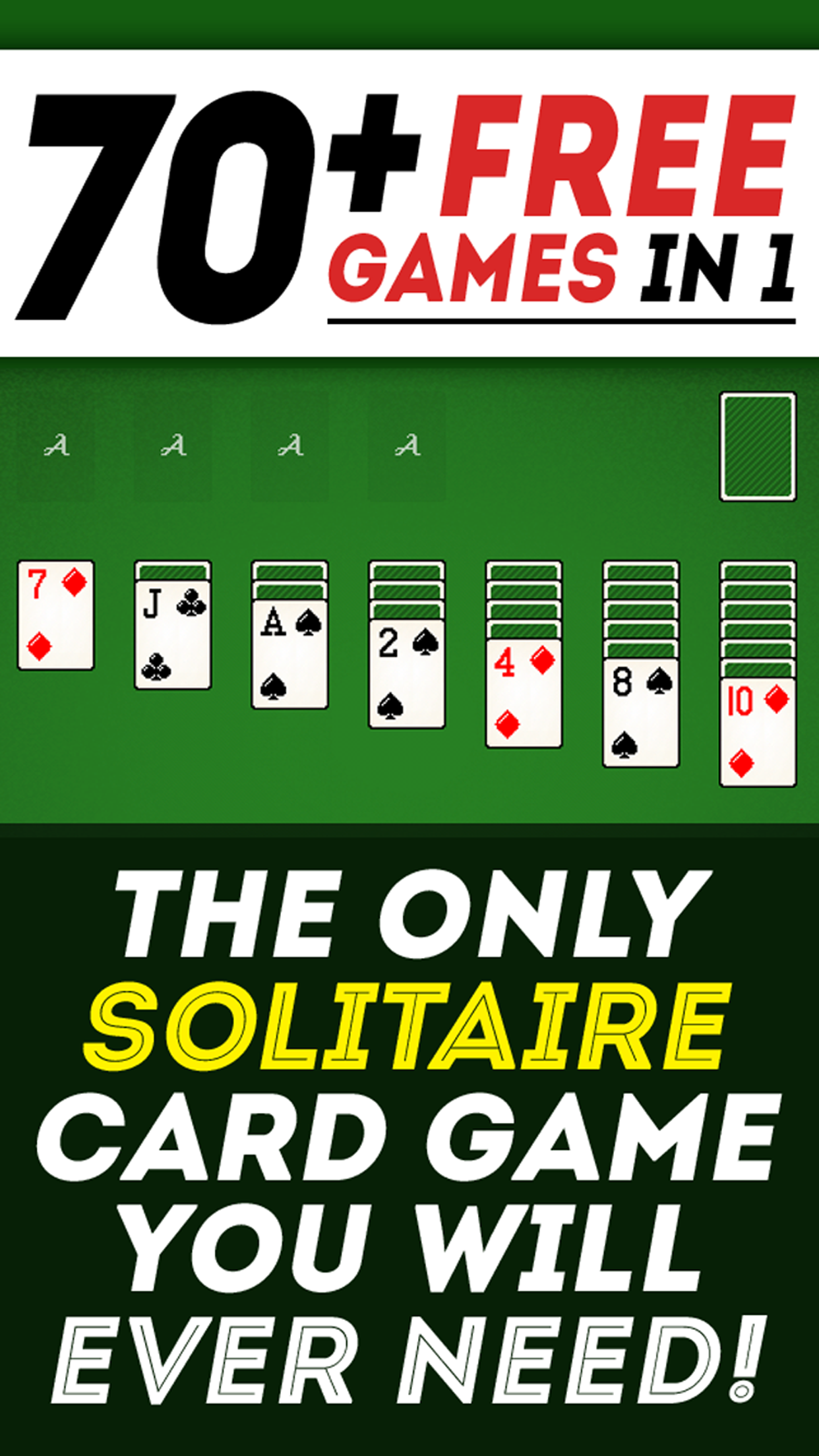 Solitaire 70+ Free Card Games in 1 Ultimate Classic Fun Pack : Spider, Klondike, FreeCell, Tri Peaks, Patience, and more for relaxing