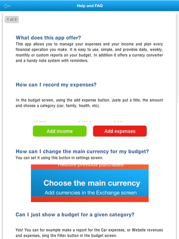 My budget : Personal spendings and revenue manager, currency exchange and notes with reminders iPad screenshot