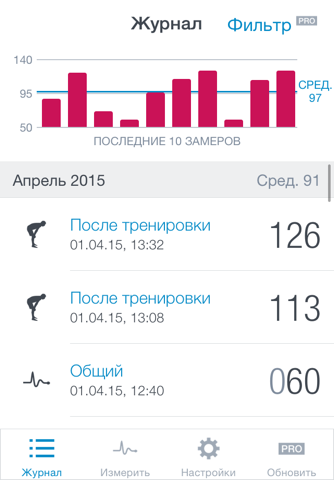 Скриншот из Runtastic Heart Rate Monitor