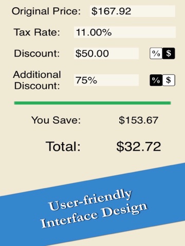Sale Price Calculator - Easy Quick Compute Discount And Tax Free iPad screenshot 3 - Utilities app