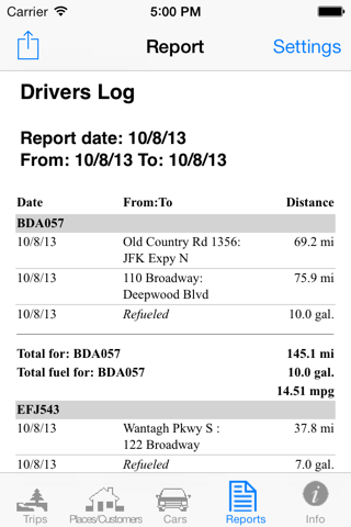 Travelreporter GPS milage log screenshot 4