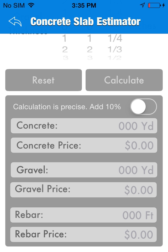 Concrete Slab Project Calculator screenshot 2