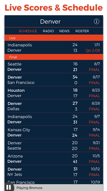 Denver Football Radio & Live Scores screenshot-2