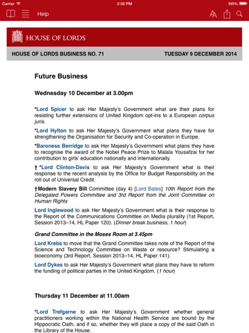 Lords Business Papers screenshot 4