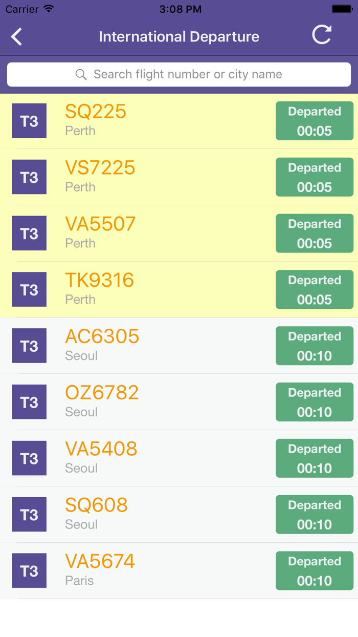 Changi Airport Flight Status