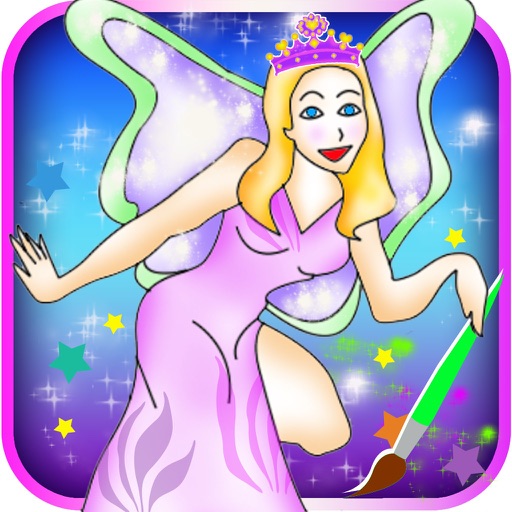 Fairy Princess & Queen Colorpage Pro  - Arielle & Other Fairies Coloring Book For Little & Big Girls icon