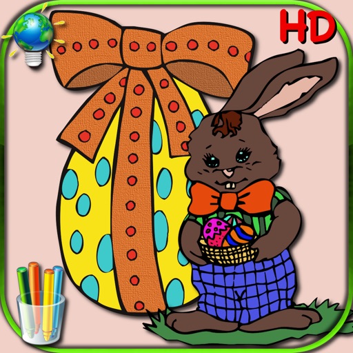 Easter coloring book for children - Coloring pages with eggs, rabbits, chickens and chicks Icon