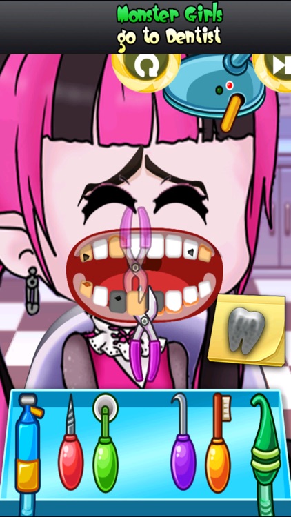 Monster Girls Go to Dentist:  Little Crazy Doctor Clinic Tooth Makeover Game for kids
