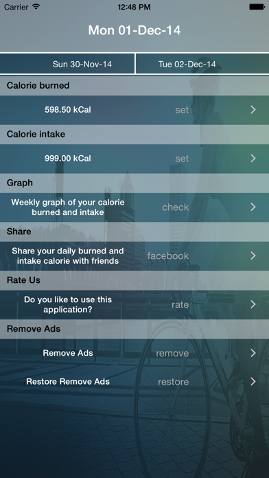 Screenshot #1 pour Calories Burned And Intake