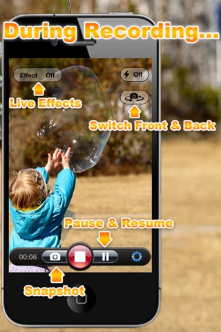 Video Zoom Pro: HD Camera with Live Zoom, Effects, Pause, snapshot photo and Movie Sharing screenshot 3