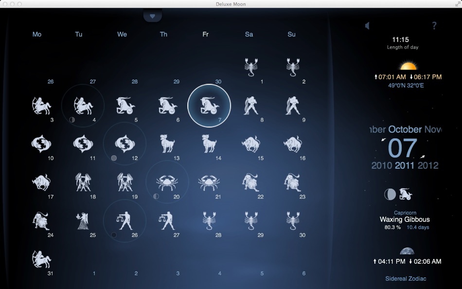 #4. Deluxe Moon HD - Moon Phase Calendar (macOS) Podle: Sergey Vdovenko