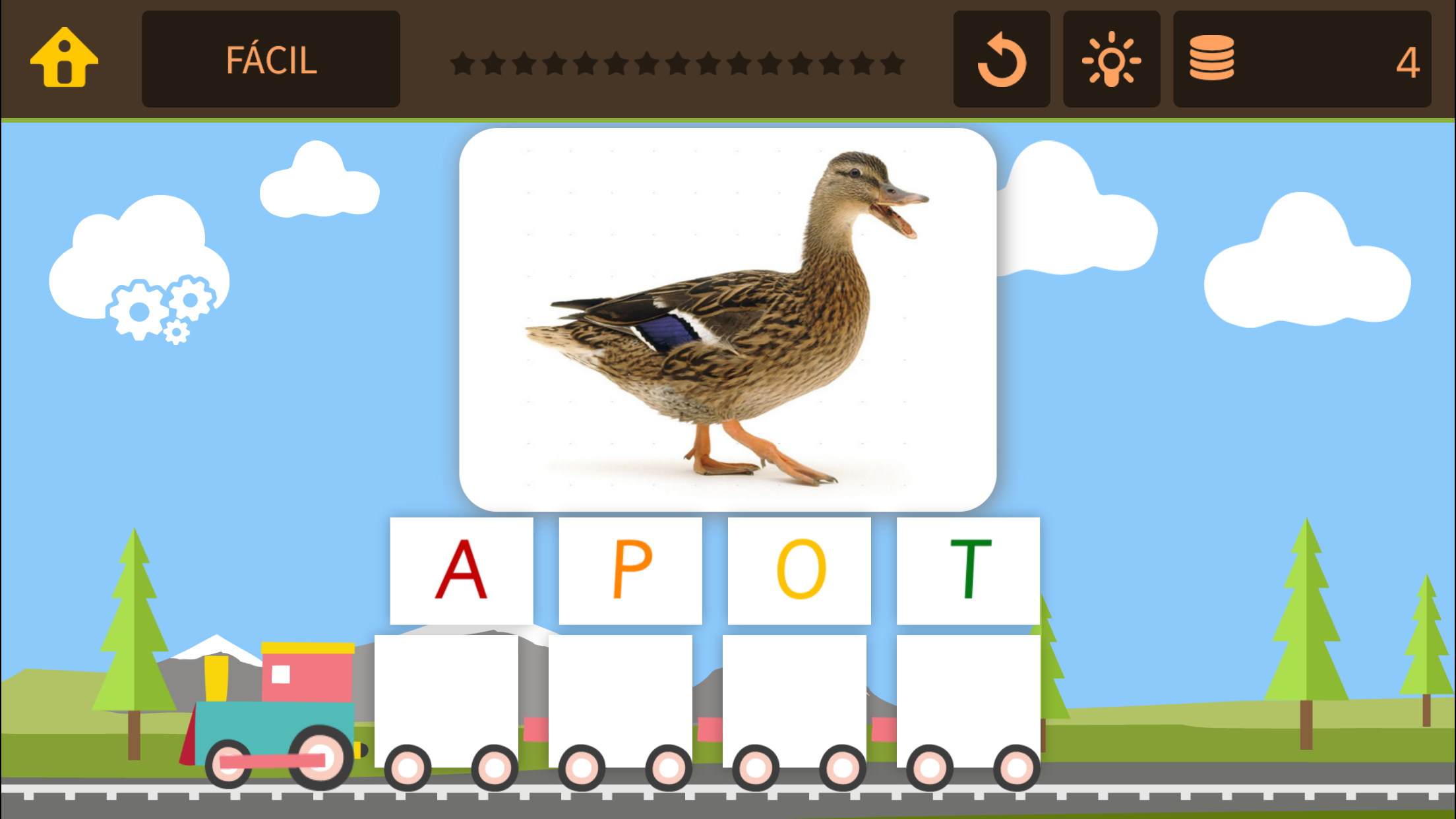 Tren de palabras – Juegos de spelling bee y puzzle busca la palabra para niños