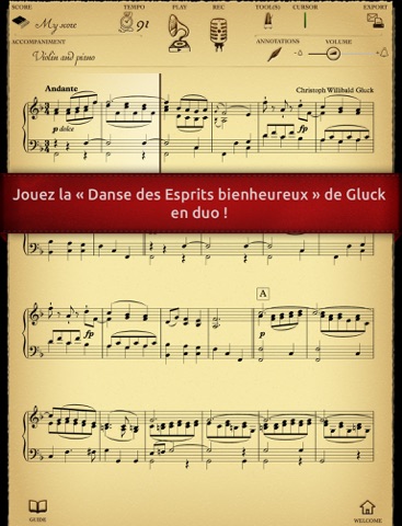 Play Gluck – Orphée et Eurydice « Danse des Esprits bienheureux » (partition interactive) screenshot 3