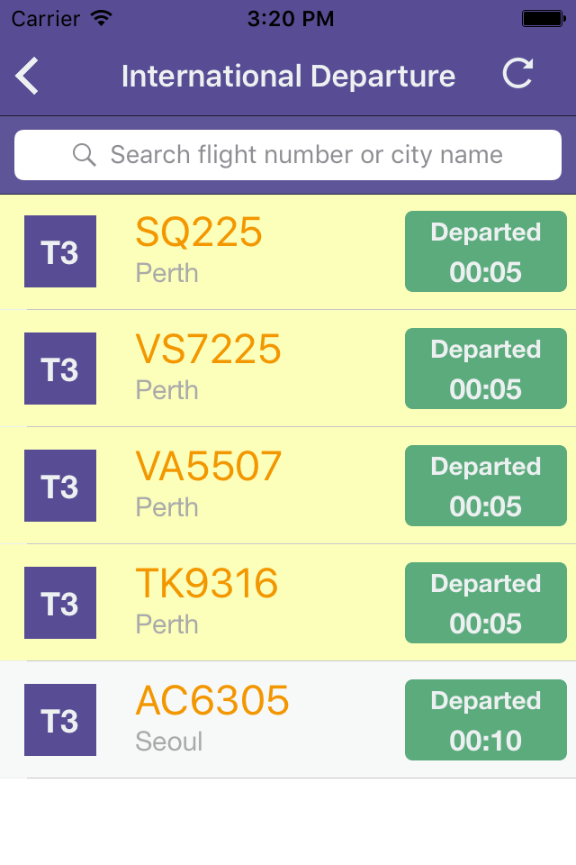 Changi Airport Flight Status