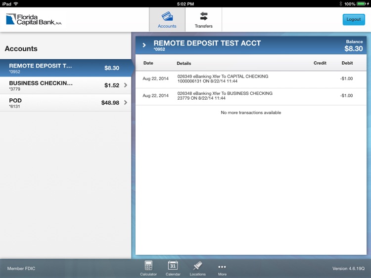 FLCB Mobile Banking for iPad