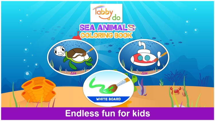 Tabbydo Sea animals color book Free - Underwater sea animals coloring game for kids, toddlers and preschoolers