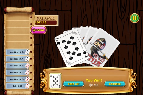 HiLo Ninja Casino Card Master - New card betting game screenshot 2