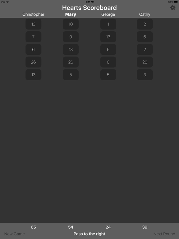 Hearts Scoreboard - Keep Track of your Hearts Scores! iPad screenshot 5 - Games app