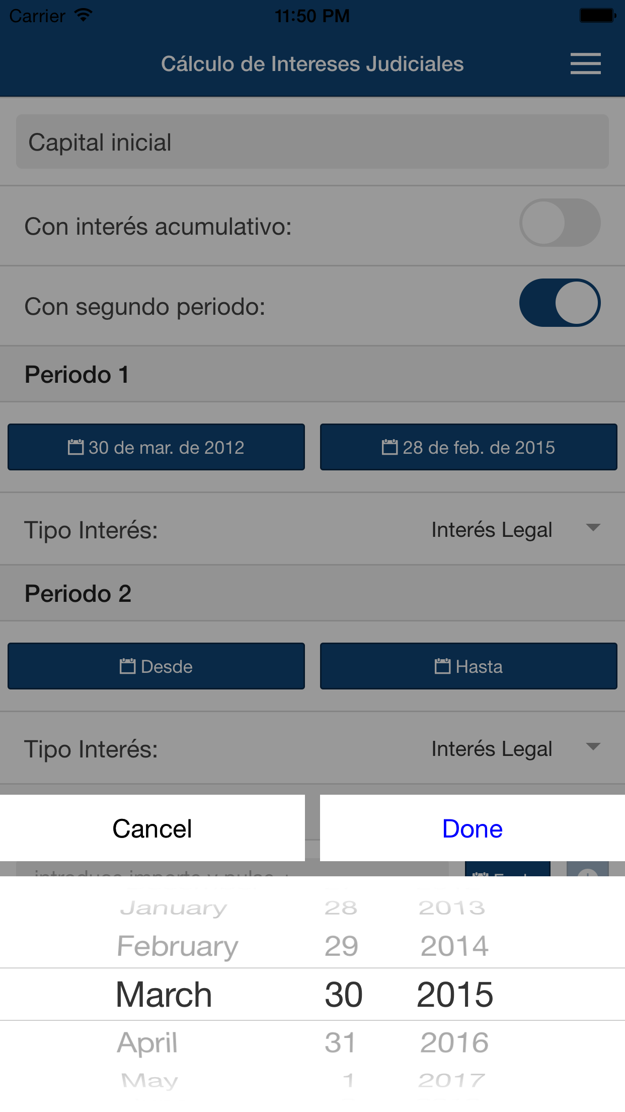 Cálculo de Intereses Judiciales