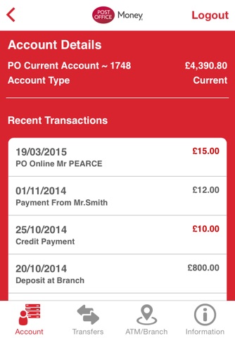 Post Office Money Current Account screenshot 2