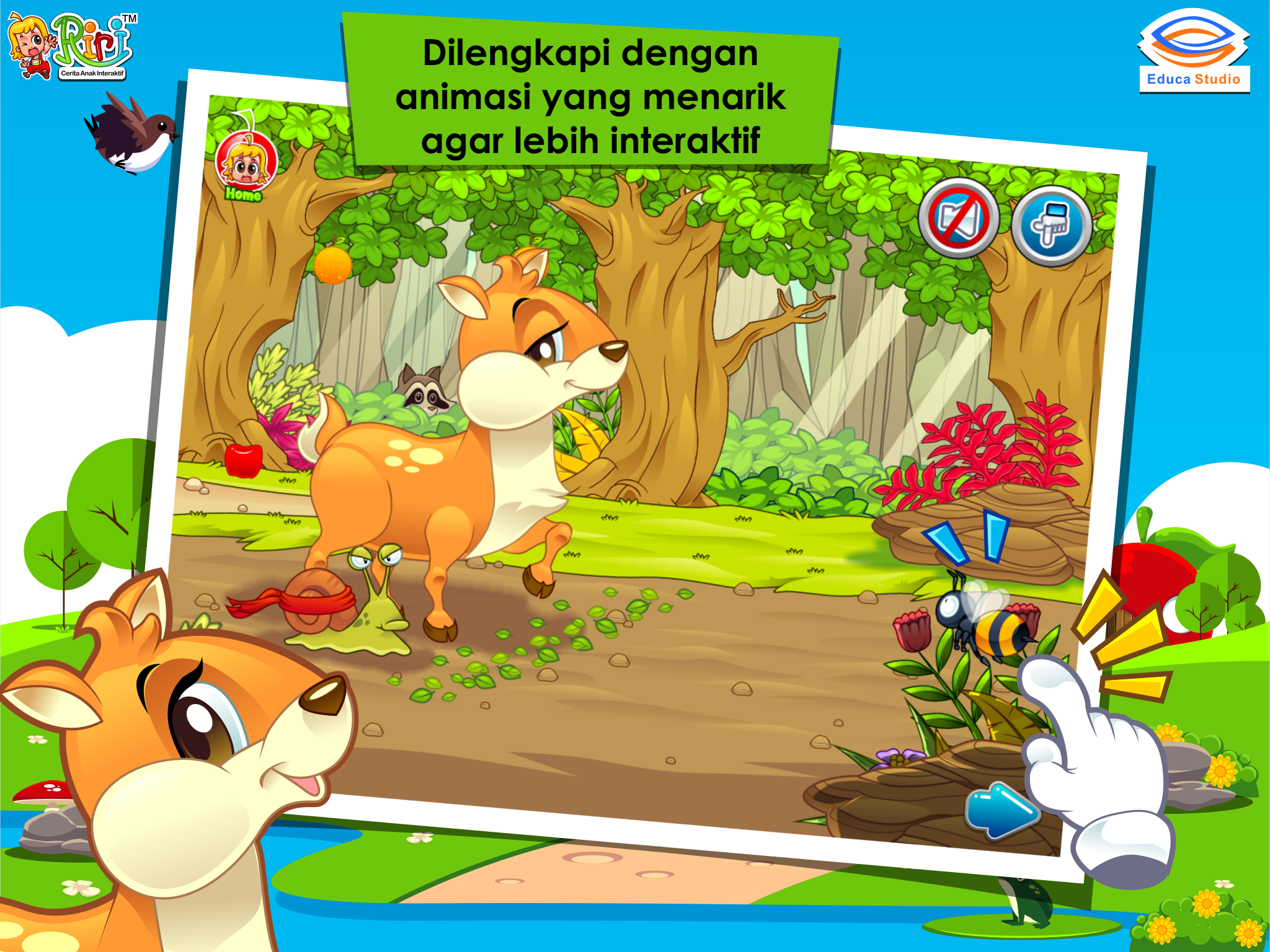 Kancil dan Siput Adu Pintar - Buku Cerita Anak Interaktif