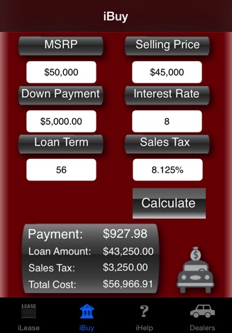 iLeaseMyCar Loan and Lease Payment Calculator screenshot 2