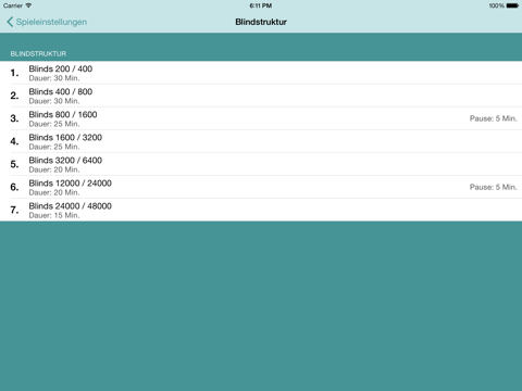 poker blind timer hd lite ipad bildschirmfoto 4