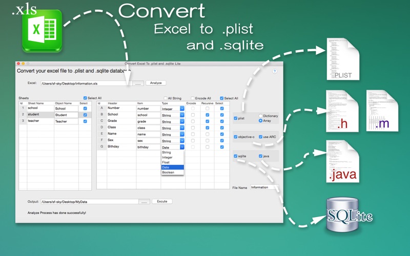 Screenshot #1 pour DataConvertor for Excel Lite