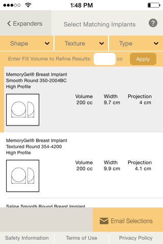 MENTOR® Expander/Implant Matching Tool screenshot 4