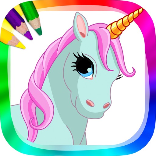 Unicorns and ponies - drawings to paint and coloring book icon
