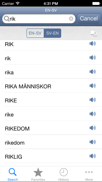 Screenshot #1 pour Swedish<>English Dictionary