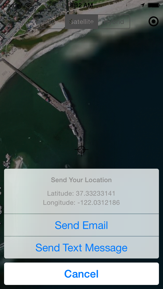 Right Here - Send Location via email or SMS