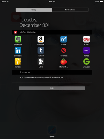 MyFav Website Widget - launch my browser bookmarks in Notification Center