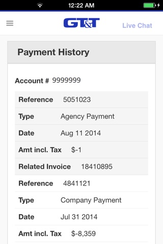 GT&T MyAccount screenshot 4