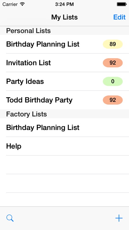 Birthday Planning List