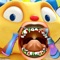 monster has problems with teeth and gums are bleeding and who must go immediately to a dentist