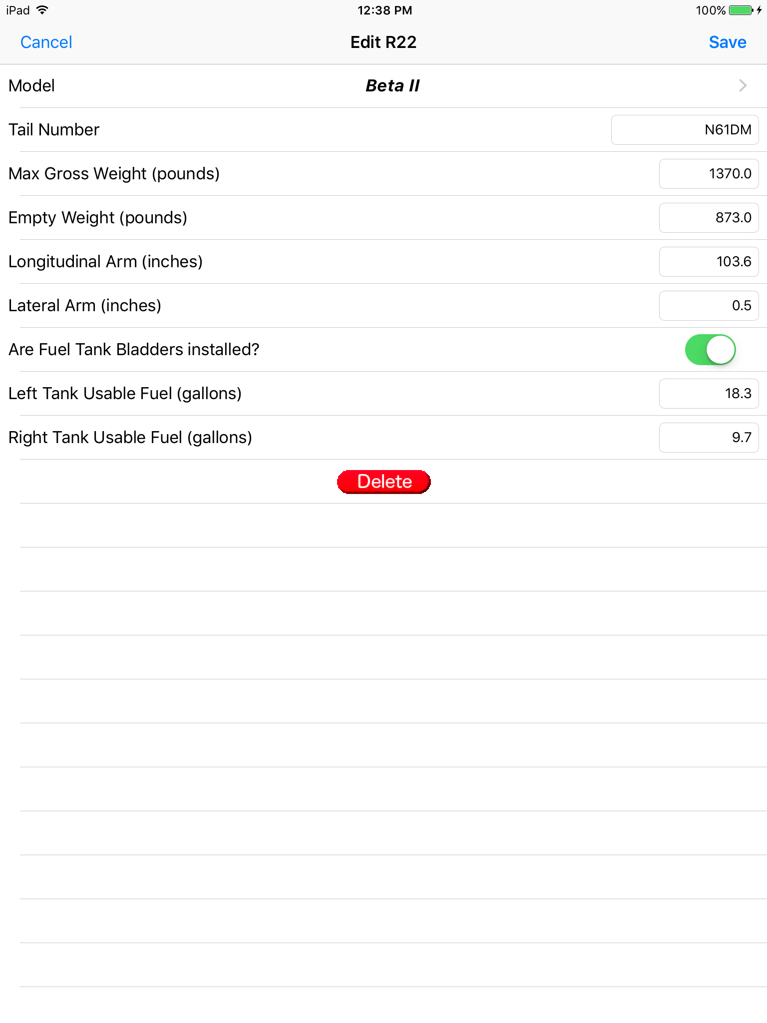 R22 Weight & Balance screenshot 10