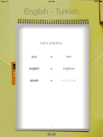 Turkish Vocabulary Trainer iPad screenshot 4 - Travel app