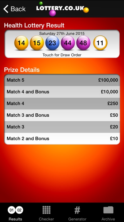 Health Lottery App