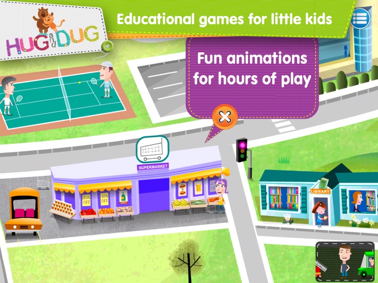 Little Town Explorer -  HugDug educational activity game for little kids.