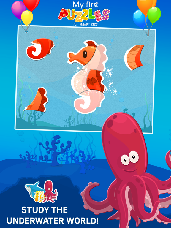 Animated Fish Jigsaw Puzzles for Kids and Toddlers iPad screenshot