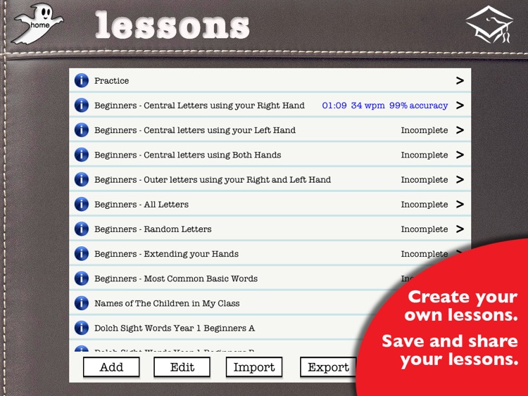 Ghost Type - a typing tutor to master your iPad typing skills