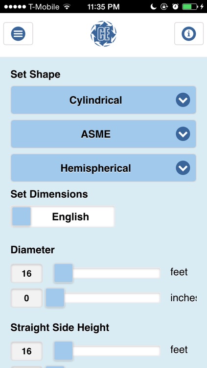 CE Tank Volume Calculator