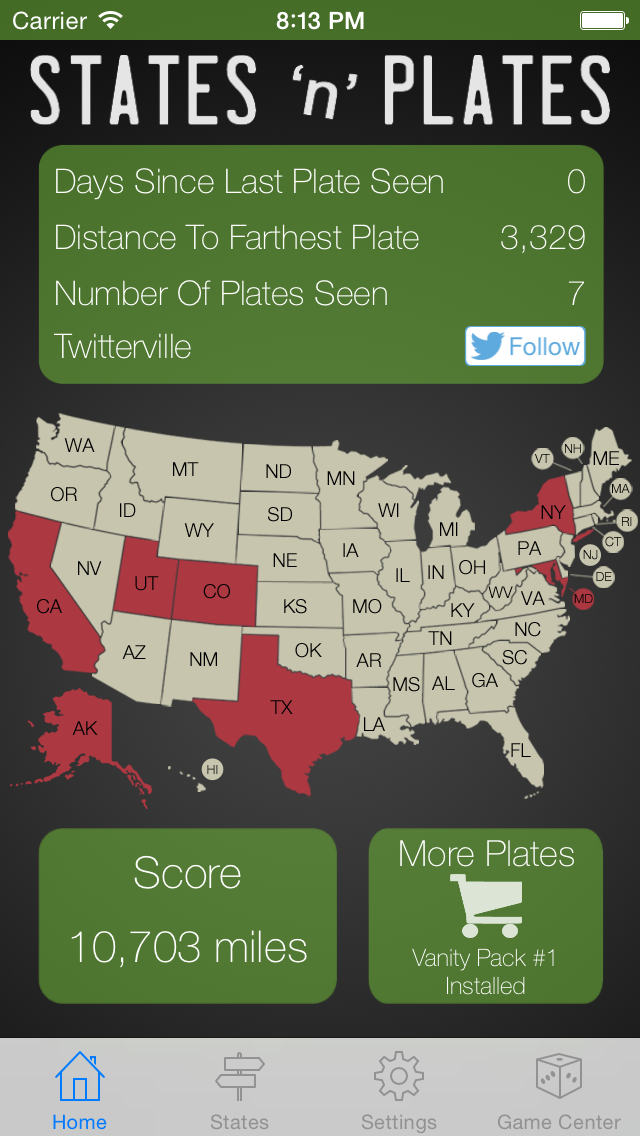 States And Plates, The License Plate Game Screenshot