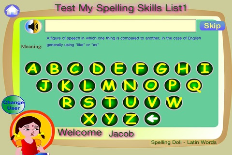 Spelling Doll English Words From Spanish Origin Vocabulary Quiz  Grammar screenshot 3