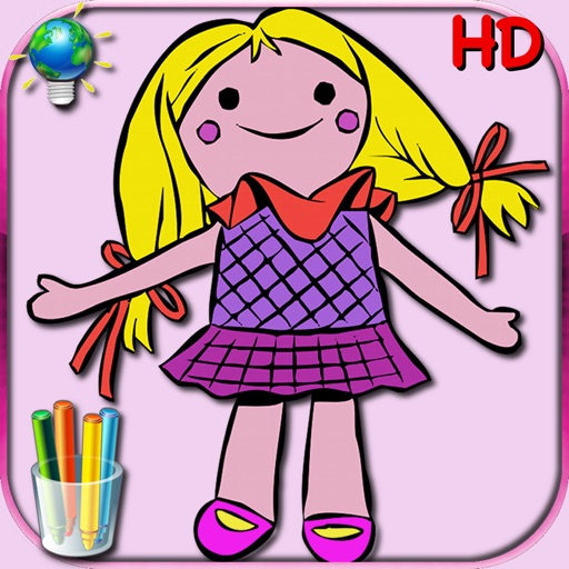 Coloring book for little girls to color drawings of classic dolls, Russian and kimmi - For iPhone and iPod icon