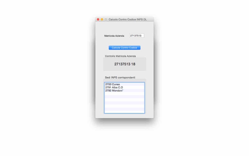 Calcolo ControCodice INPS screenshot