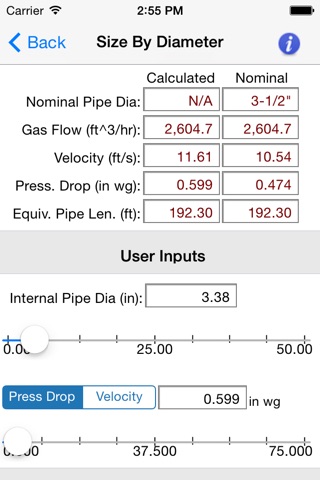 HVAC Pipe Sizer - Gas Plus screenshot 2